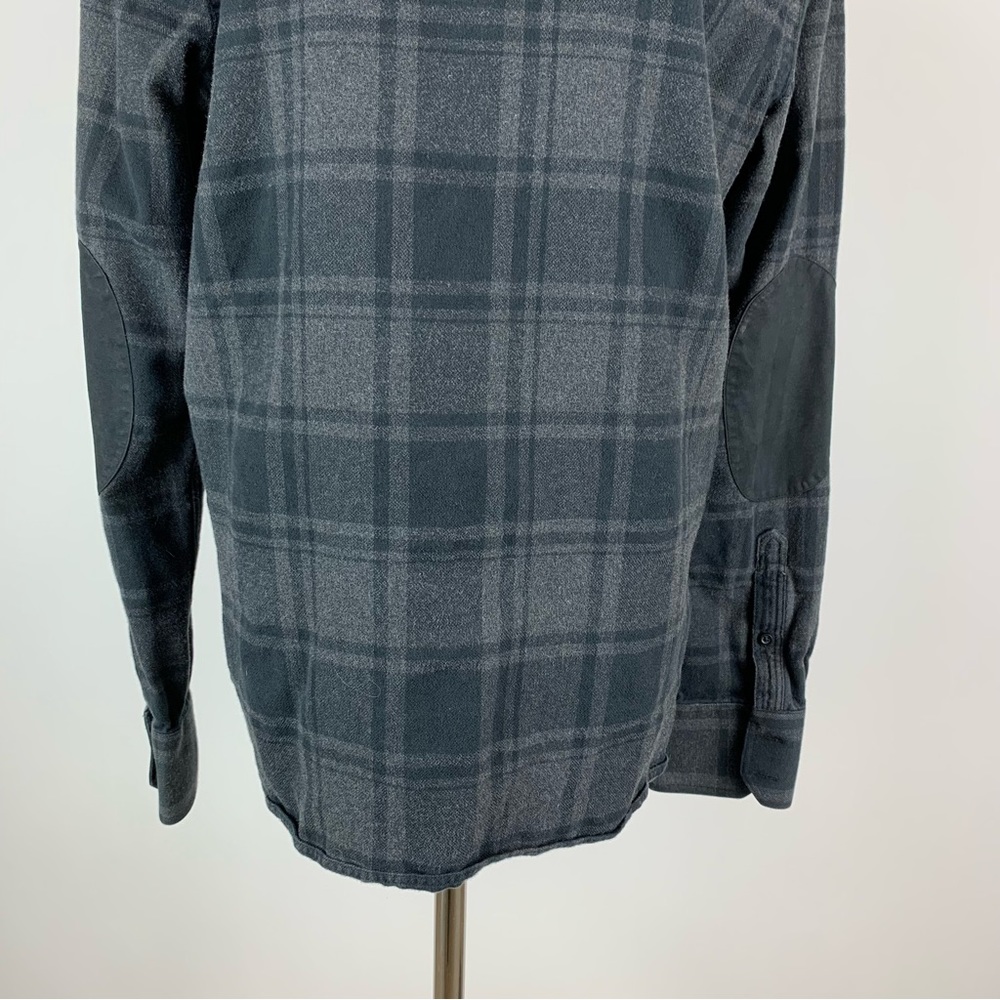John W Nordstrom Black Plaid Elbow Patch Button Down Shirt Medium - Picture 6 of 9